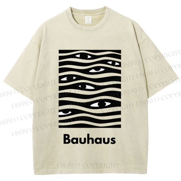 Unisex Bauhaus Wave Eyes Printed Washed Tee