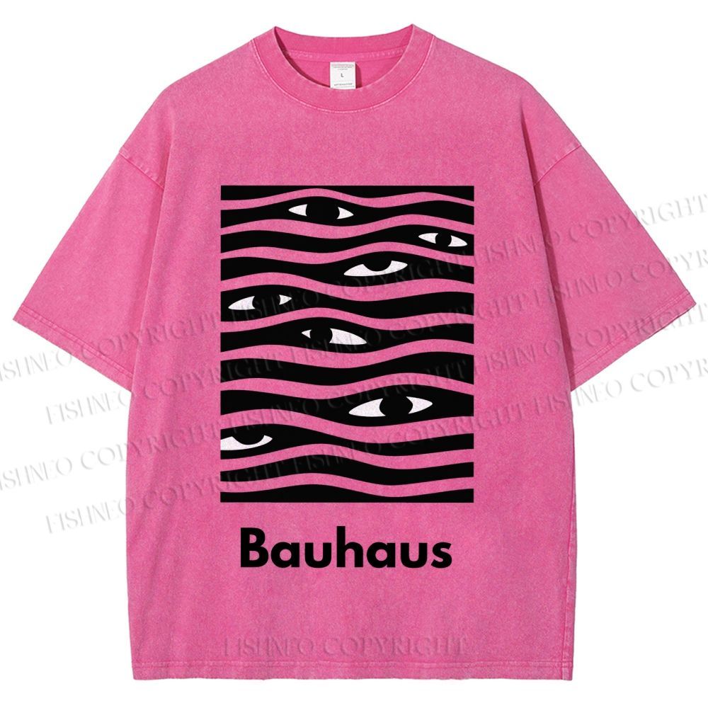Unisex Bauhaus Wave Eyes Printed Washed Tee