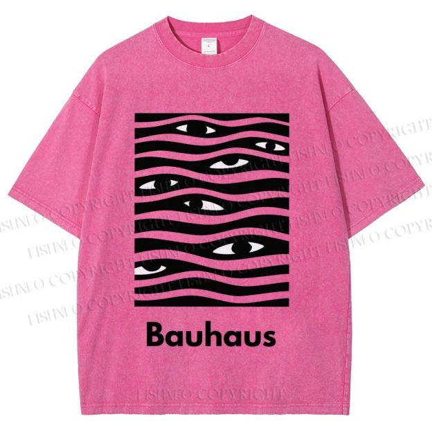 Unisex Bauhaus Wave Eyes Printed Washed Tee