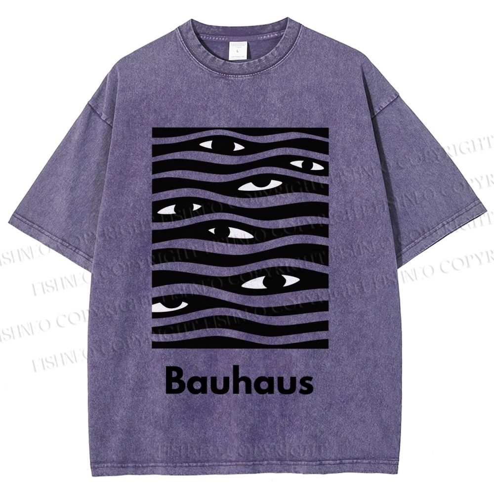Unisex Bauhaus Wave Eyes Printed Washed Tee