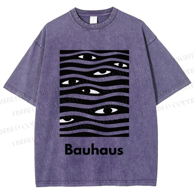 Unisex Bauhaus Wave Eyes Printed Washed Tee