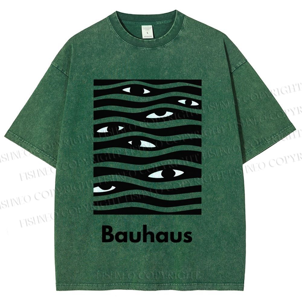 Unisex Bauhaus Wave Eyes Printed Washed Tee