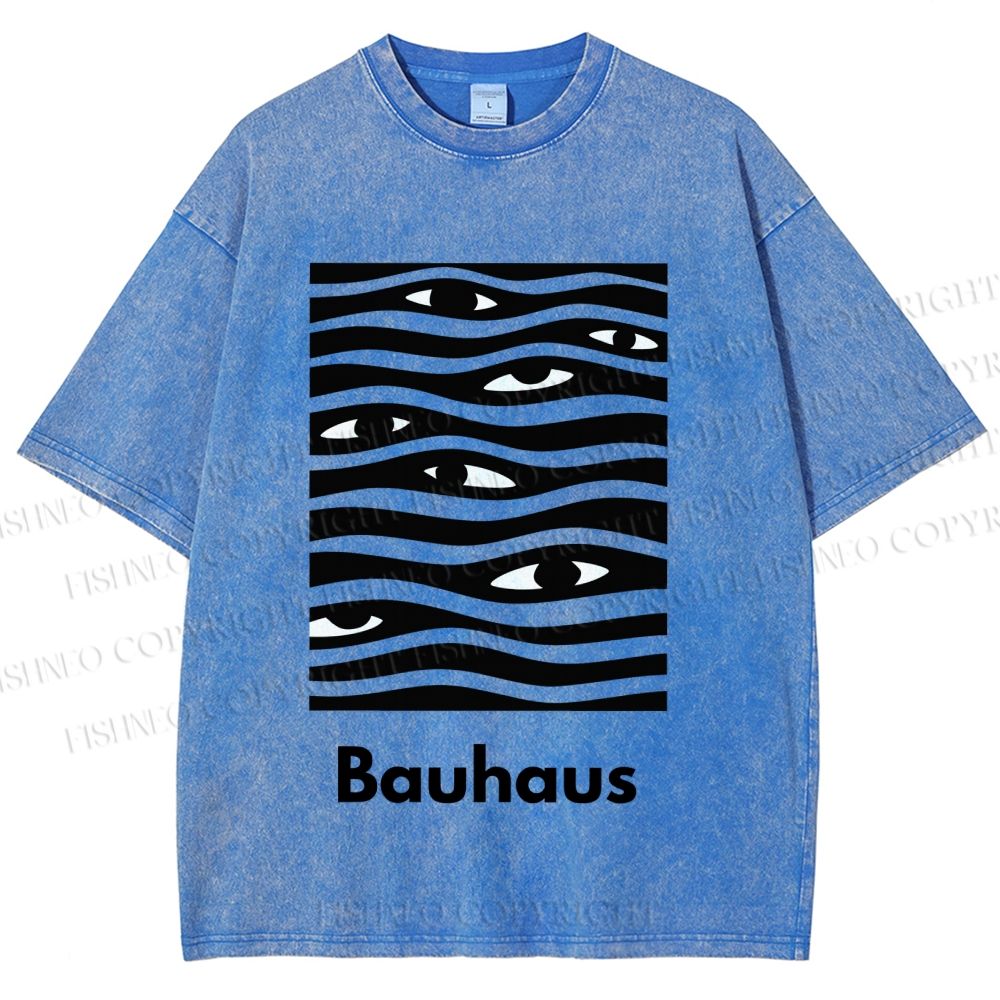 Unisex Bauhaus Wave Eyes Printed Washed Tee