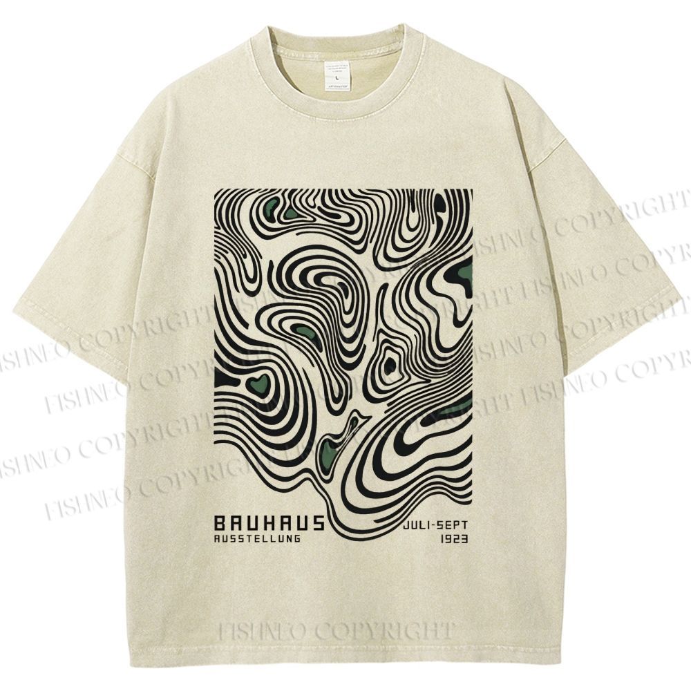 Unisex Bauhaus Art Geometry Printed Washed Tee