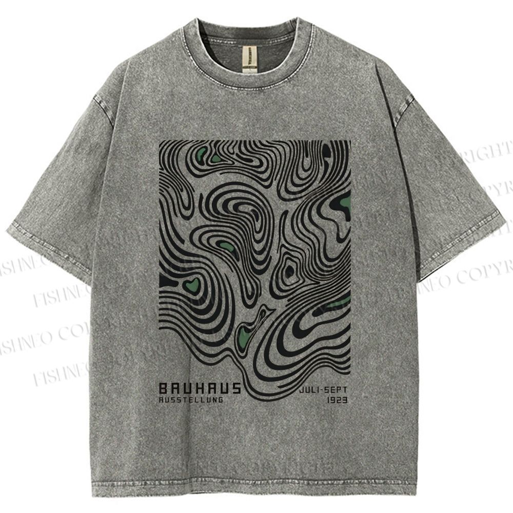Unisex Bauhaus Art Geometry Printed Washed Tee