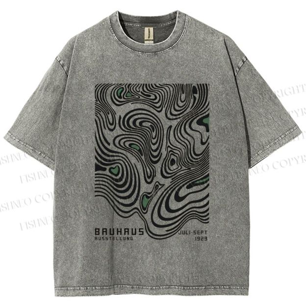 Unisex Bauhaus Art Geometry Printed Washed Tee