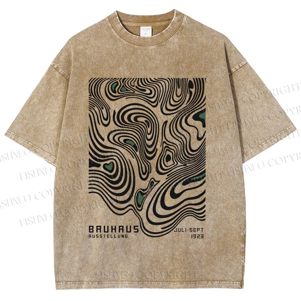Unisex Bauhaus Art Geometry Printed Washed Tee