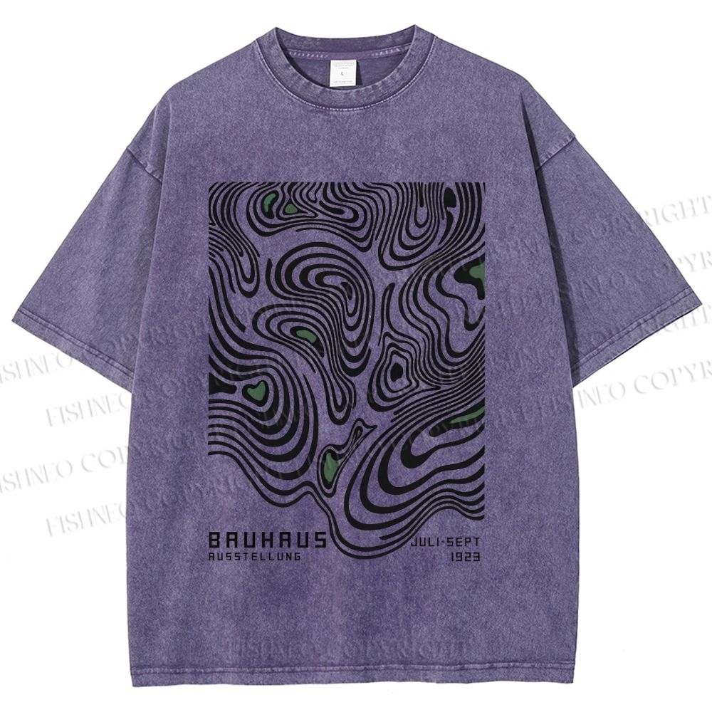 Unisex Bauhaus Art Geometry Printed Washed Tee