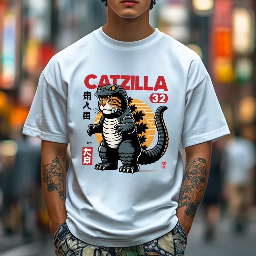 Catzilla Cat Godzilla Japanese Style Classic Tee