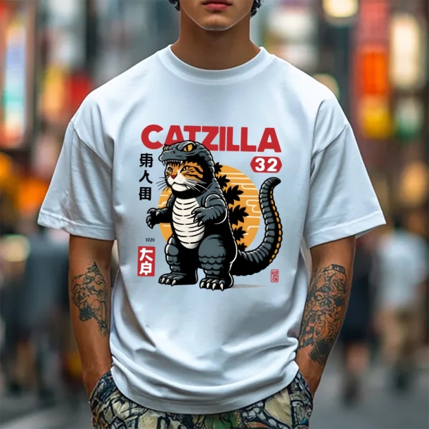 Catzilla Cat Godzilla Japanese Style Classic Tee