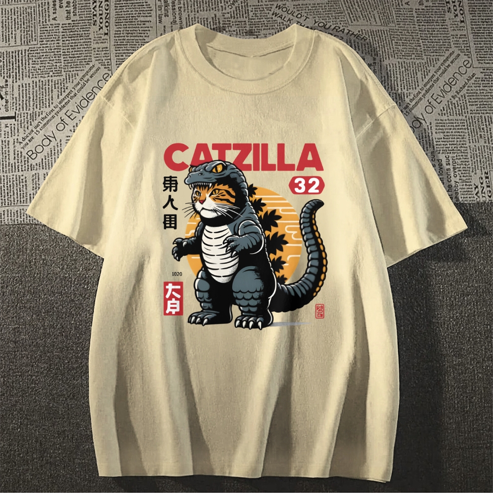 Catzilla Cat Godzilla Japanese Style Classic Tee
