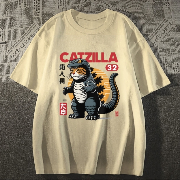 Catzilla Cat Godzilla Japanese Style Classic Tee