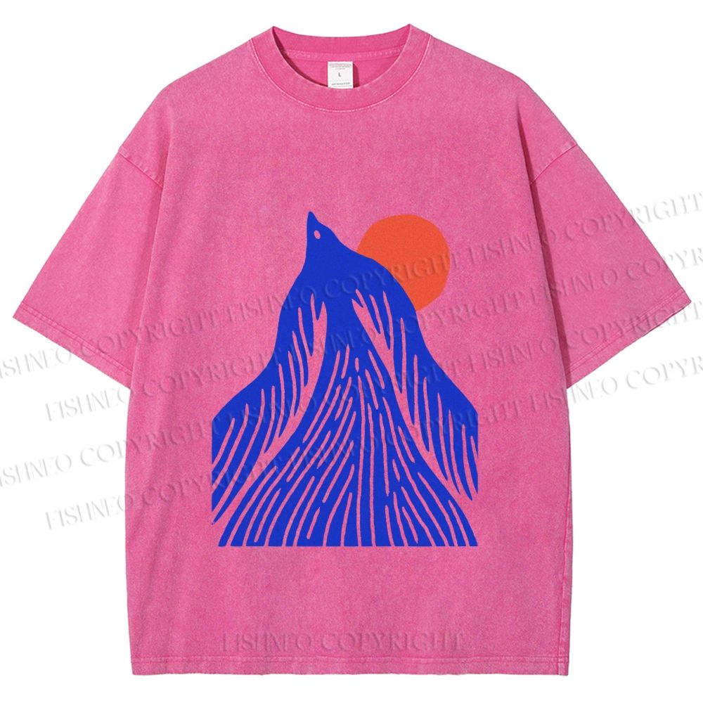 Unisex Bird Wave Printed Washed Tee