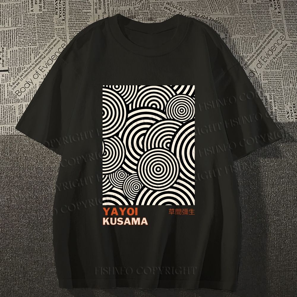 Unisex Classic Yayoi Kusama Circle Printed Cotton Printed T-shirt
