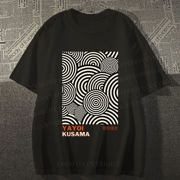 Unisex Classic Yayoi Kusama Circle Printed Cotton Printed T-shirt