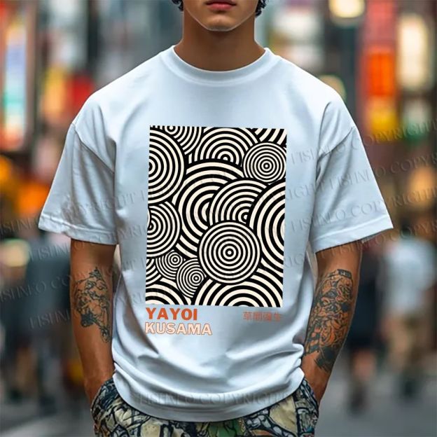 Unisex Classic Yayoi Kusama Circle Printed Cotton Printed T-shirt