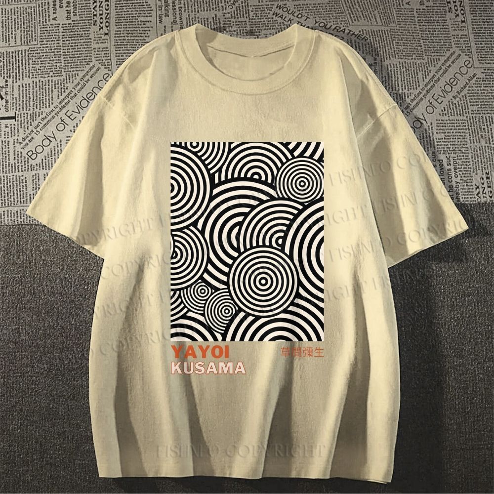 Unisex Classic Yayoi Kusama Circle Printed Cotton Printed T-shirt