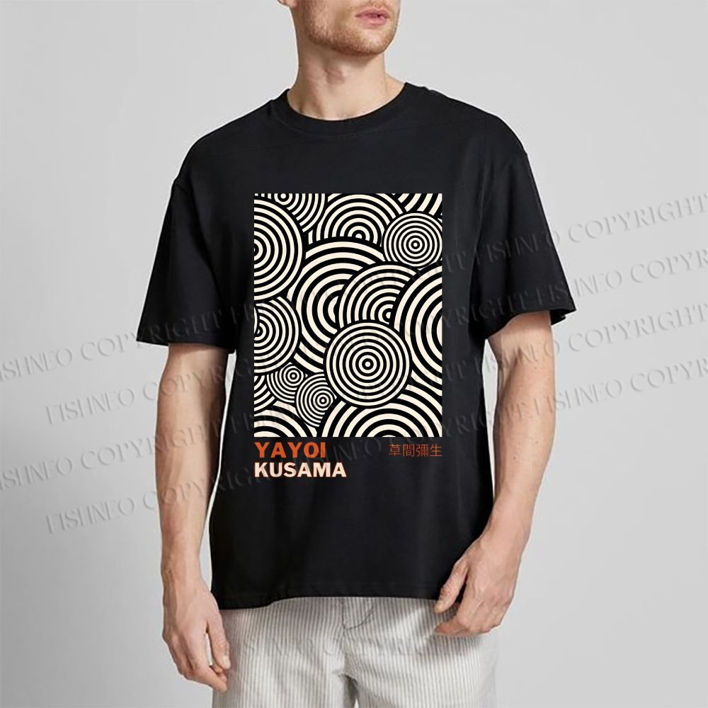 Unisex Classic Yayoi Kusama Circle Printed Cotton Printed T-shirt