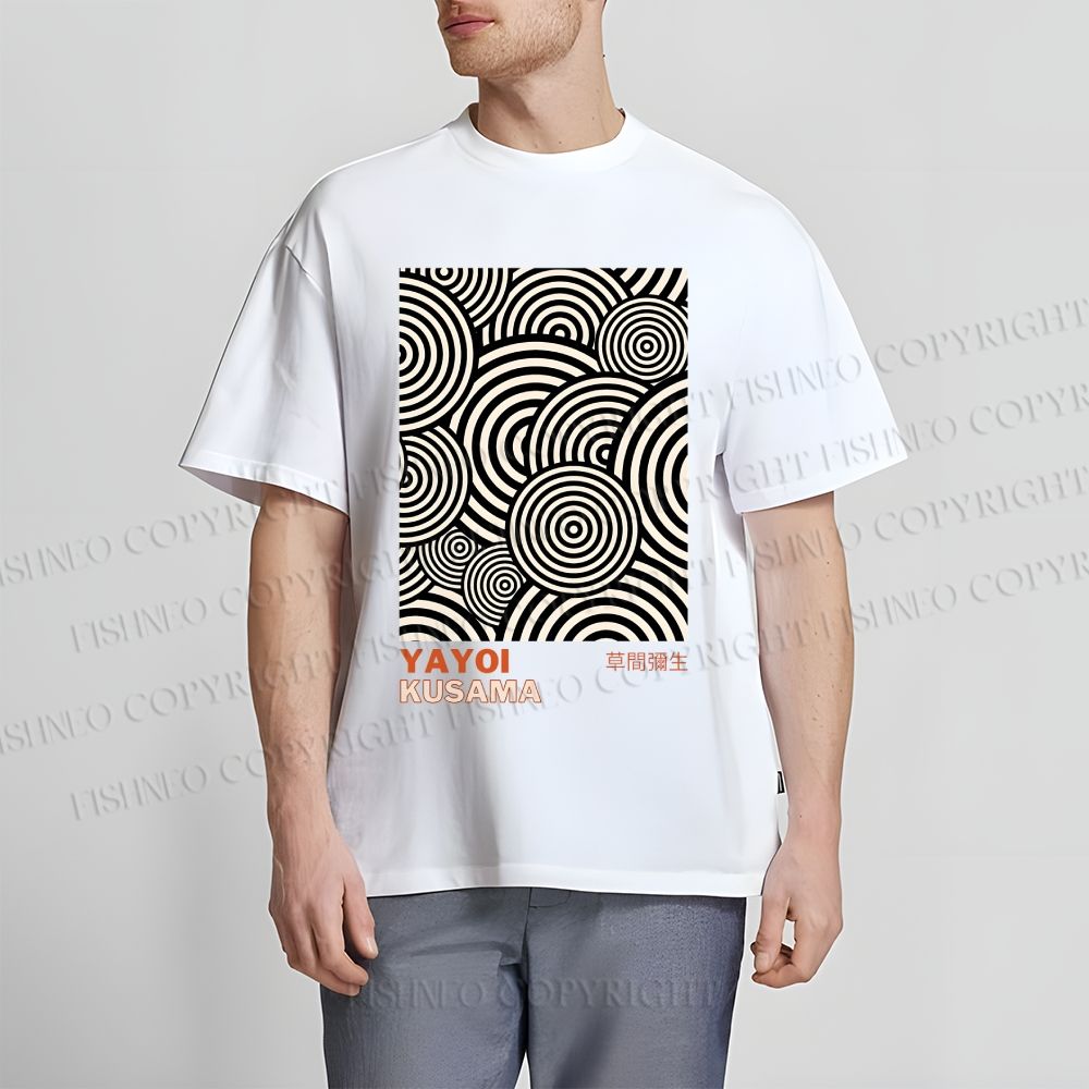 Unisex Classic Yayoi Kusama Circle Printed Cotton Printed T-shirt