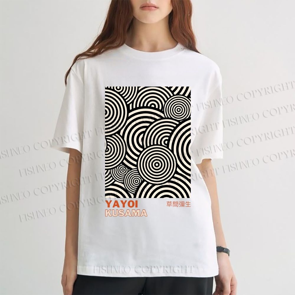 Unisex Classic Yayoi Kusama Circle Printed Cotton Printed T-shirt