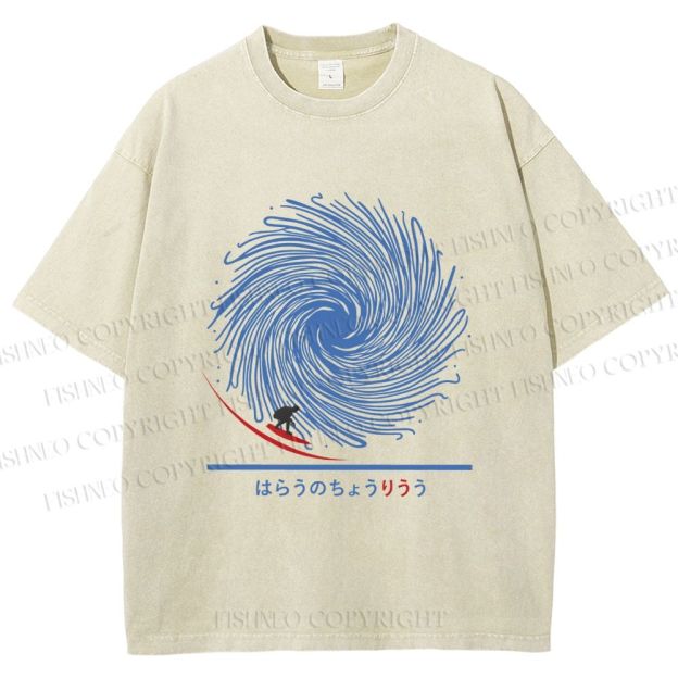 Unisex Whirlpool Waves Printed Washed Tee