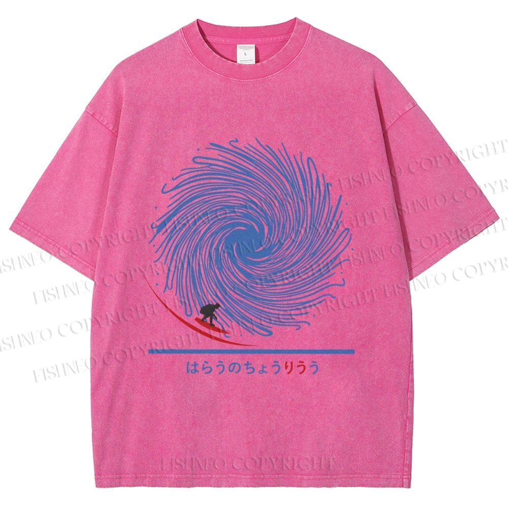 Unisex Whirlpool Waves Printed Washed Tee