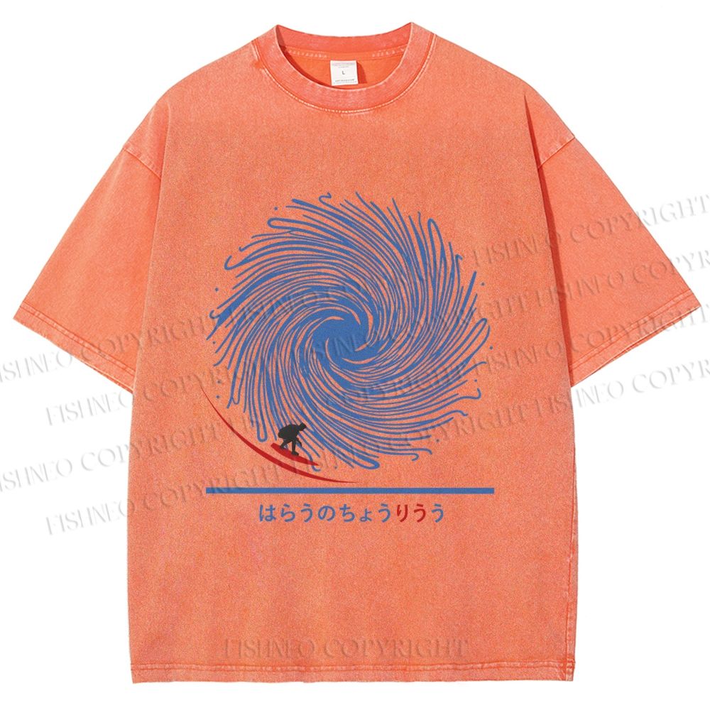 Unisex Whirlpool Waves Printed Washed Tee