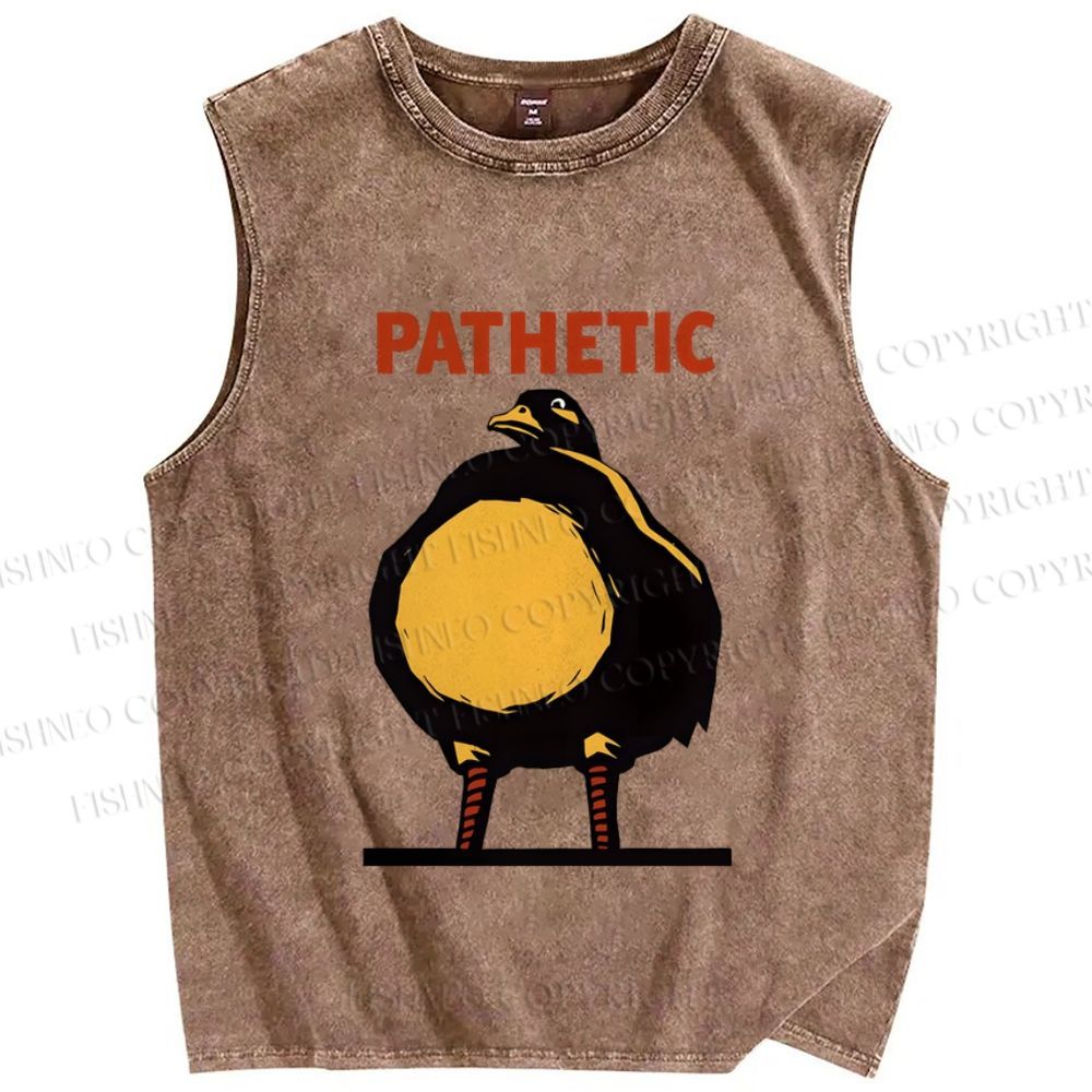 Unisex Pathetic Bird Printed Washed Tank Top