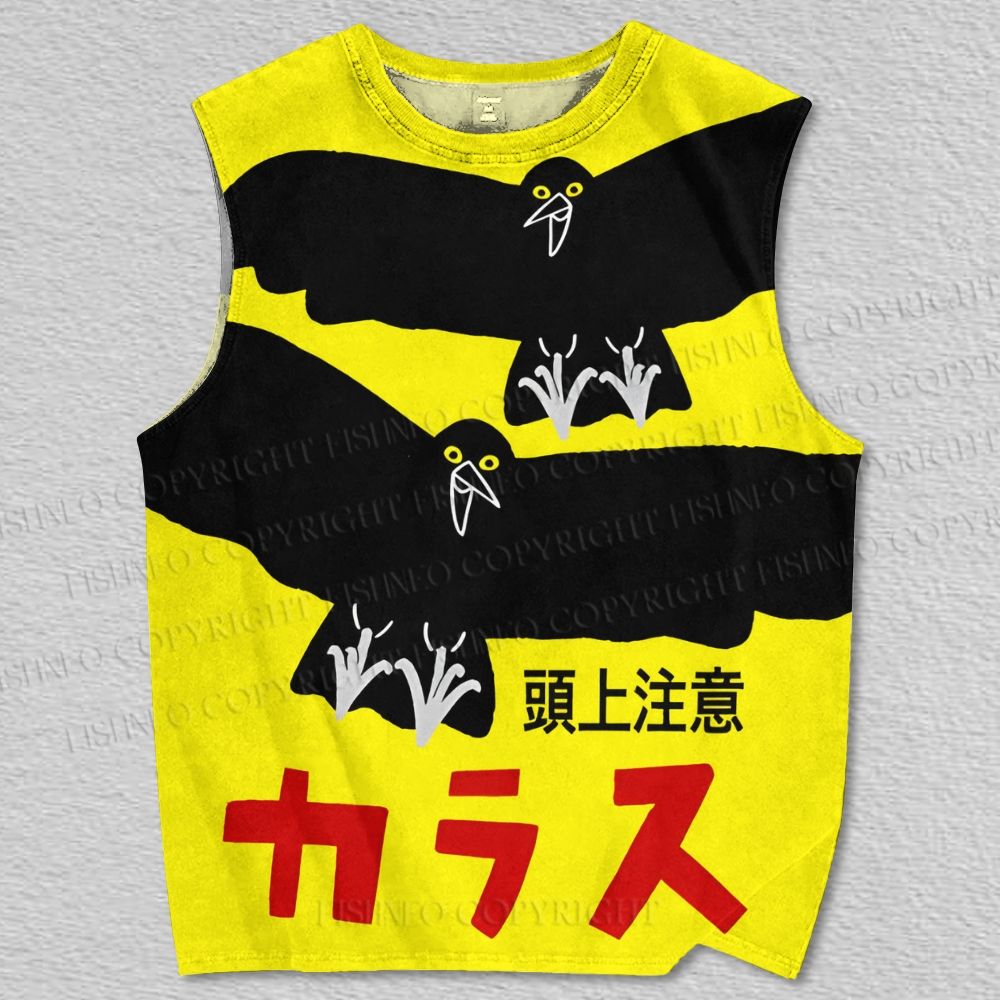 Unisex Crow Printed Tank Top
