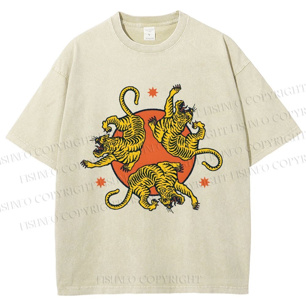 Unisex Yuko Shimizu Three Tigers Printed Washed Tee