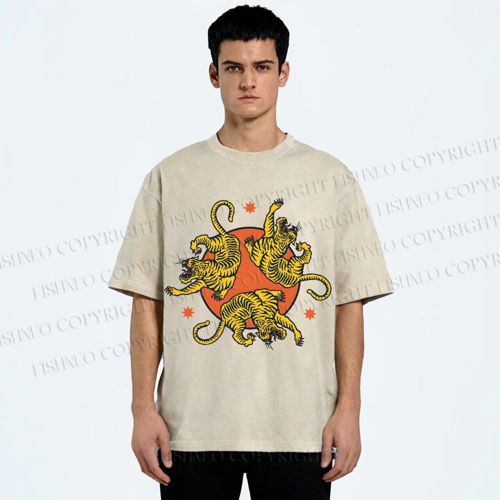 Unisex Yuko Shimizu Three Tigers Printed Washed Tee