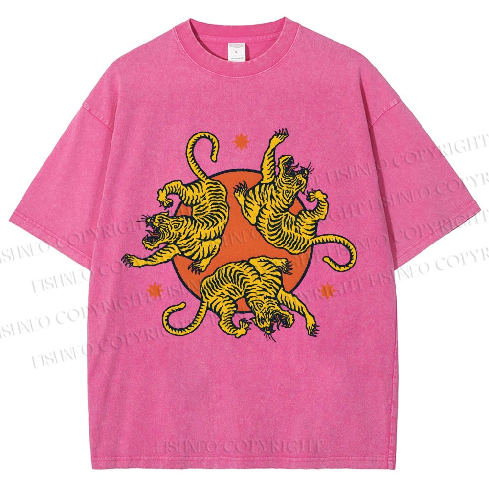 Unisex Yuko Shimizu Three Tigers Printed Washed Tee