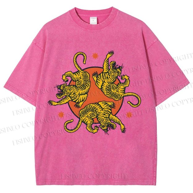 Unisex Yuko Shimizu Three Tigers Printed Washed Tee