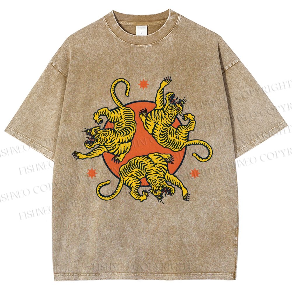 Unisex Yuko Shimizu Three Tigers Printed Washed Tee