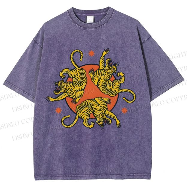 Unisex Yuko Shimizu Three Tigers Printed Washed Tee