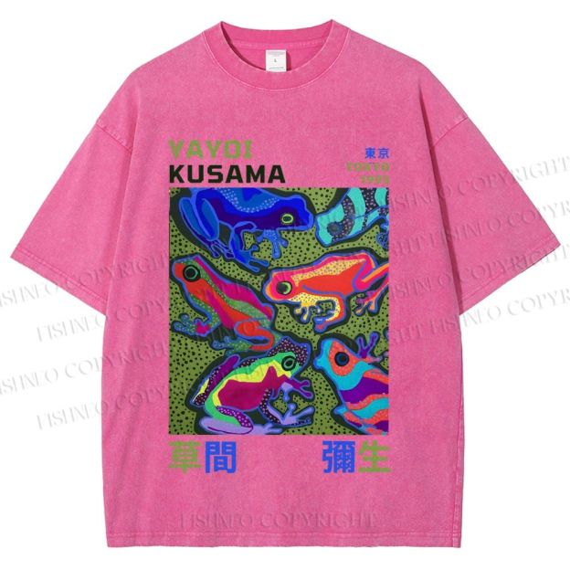 Unisex Yayoi Kusama Frogs Printed Washed Tee