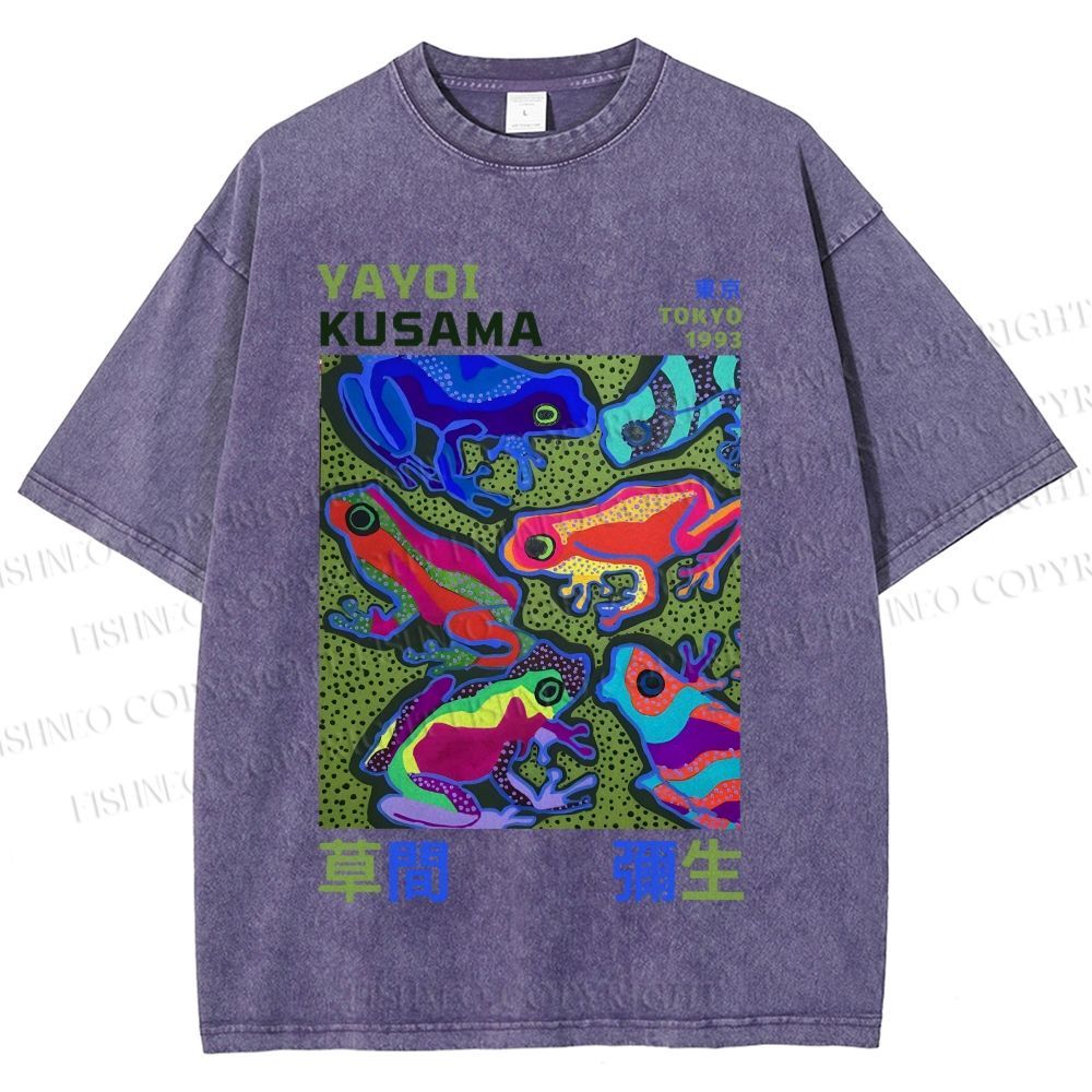 Unisex Yayoi Kusama Frogs Printed Washed Tee