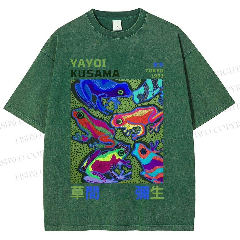 Unisex Yayoi Kusama Frogs Printed Washed Tee