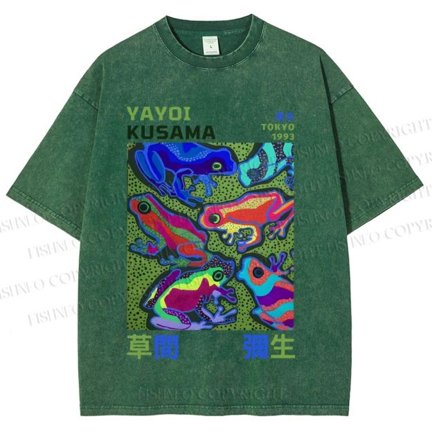 Unisex Yayoi Kusama Frogs Printed Washed Tee