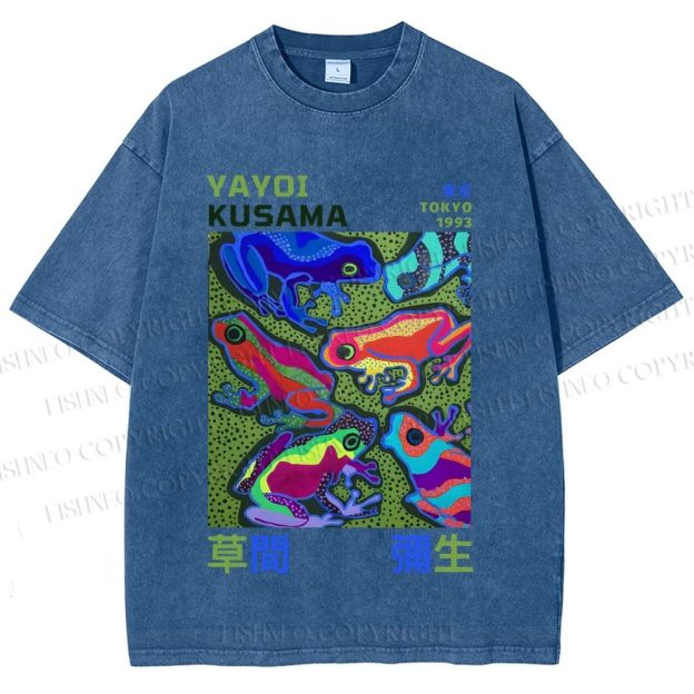 Unisex Yayoi Kusama Frogs Printed Washed Tee