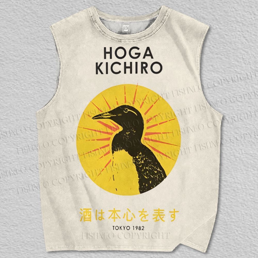 Unisex Hoga Kichiro Bird Printed Tank Top