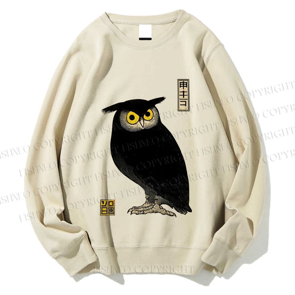 Unisex Ukiyo-e Night Owl Printed Sweatshirt