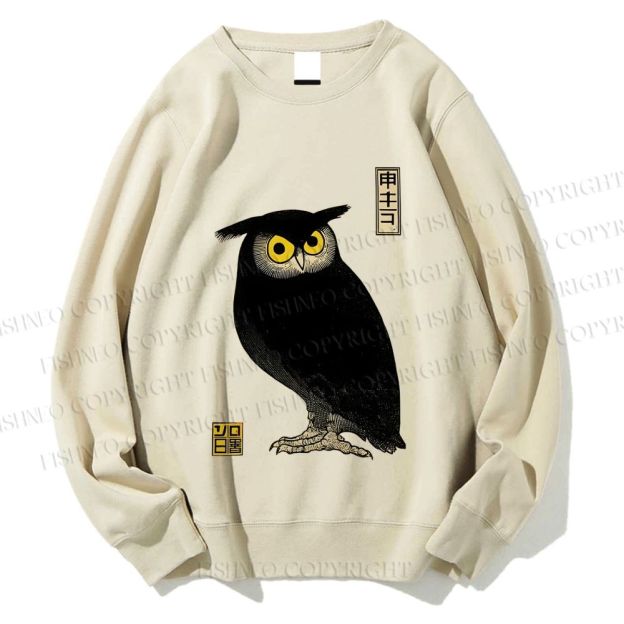 Unisex Ukiyo-e Night Owl Printed Sweatshirt