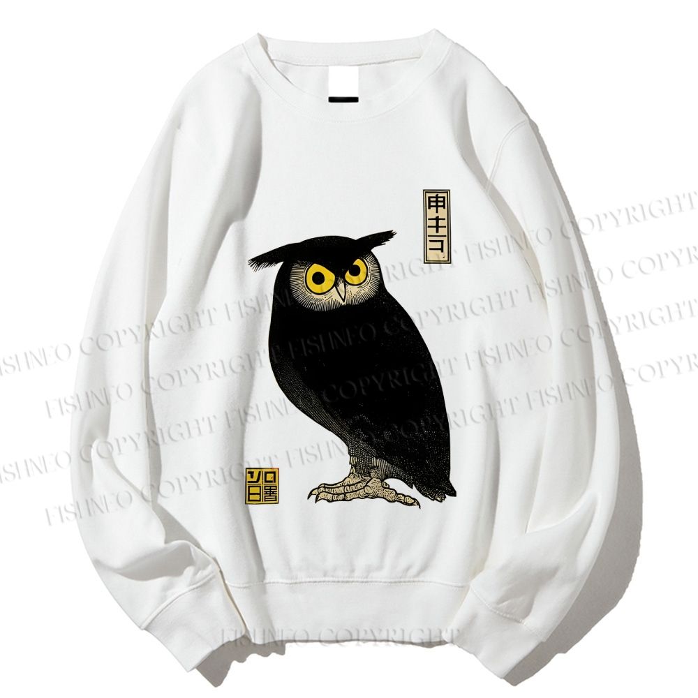 Unisex Ukiyo-e Night Owl Printed Sweatshirt