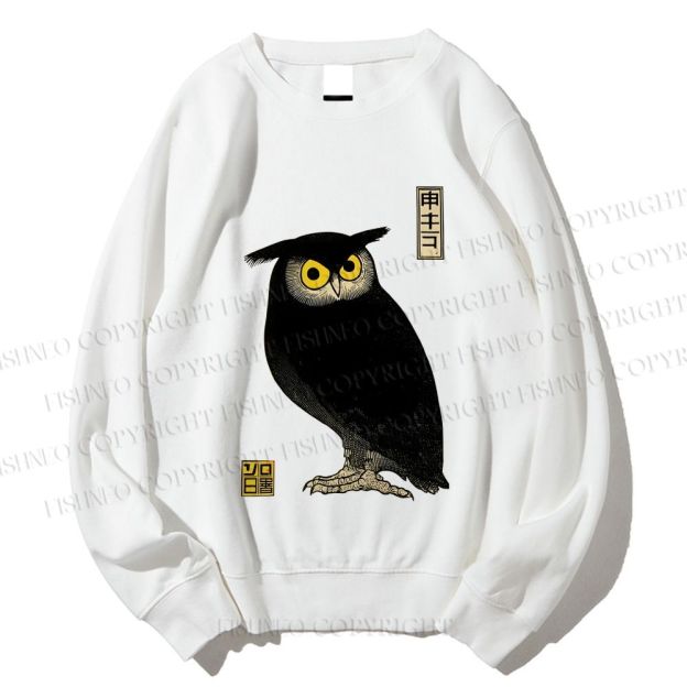 Unisex Ukiyo-e Night Owl Printed Sweatshirt