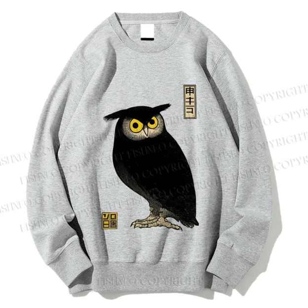 Unisex Ukiyo-e Night Owl Printed Sweatshirt