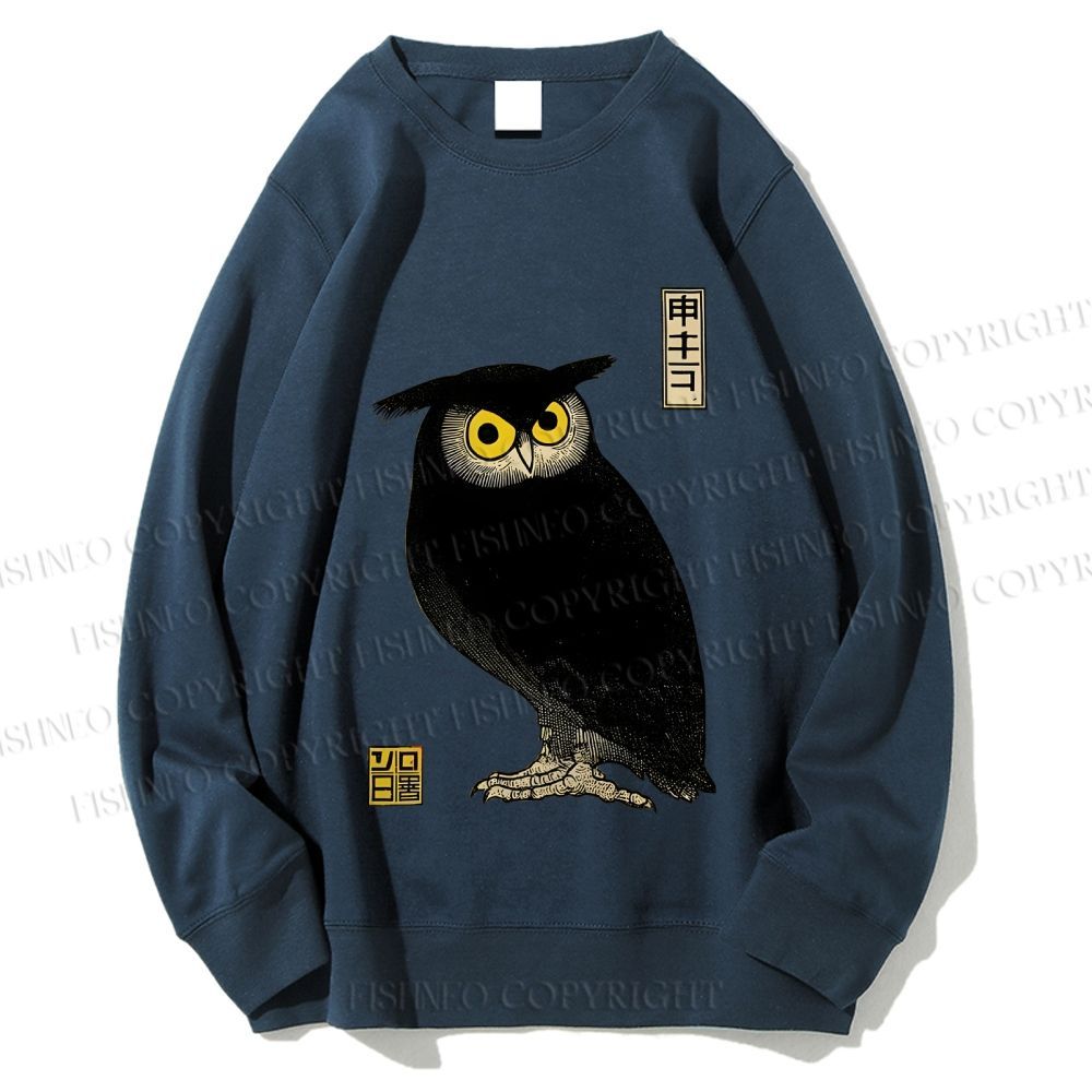 Unisex Ukiyo-e Night Owl Printed Sweatshirt