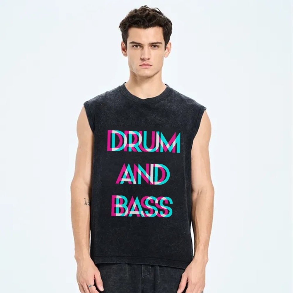 Drum & Bass Cyberpunk Vintage Distressed Washed Tank Top