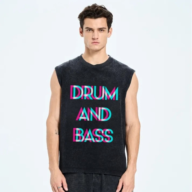 Drum & Bass Cyberpunk Vintage Distressed Washed Tank Top