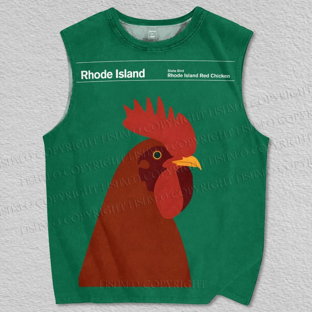 Unisex Rhode Island Red Chicken Printed Tank Top